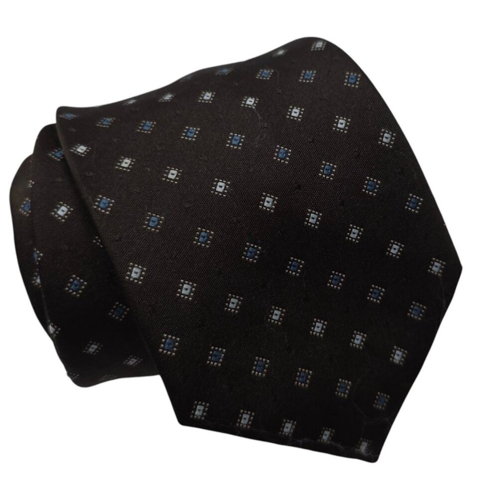 Sabatini Brown Silk Patterned Tie With Micro Geometric Print Design